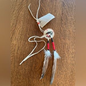 Navajo Deerhide Vintage Handmade Hand painted Dreamcatcher Native American 21”